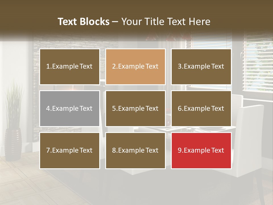 A Dining Room With A Table And Chairs And A Fireplace PowerPoint Template