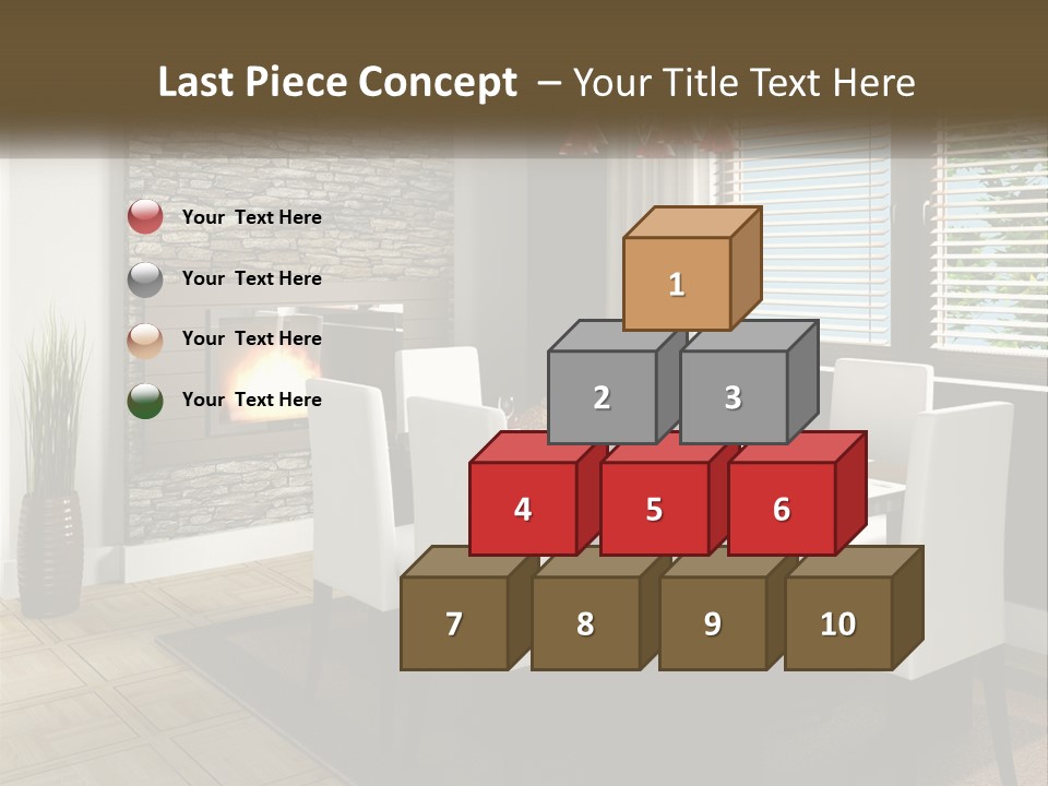 A Dining Room With A Table And Chairs And A Fireplace PowerPoint Template