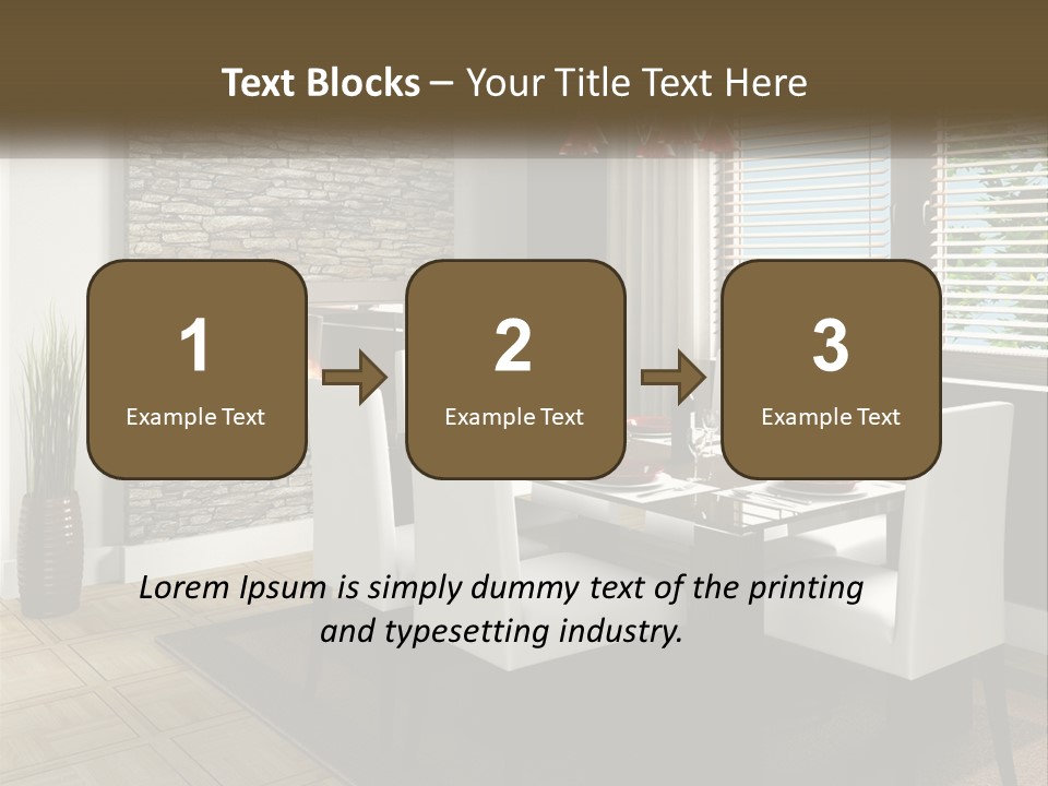 A Dining Room With A Table And Chairs And A Fireplace PowerPoint Template