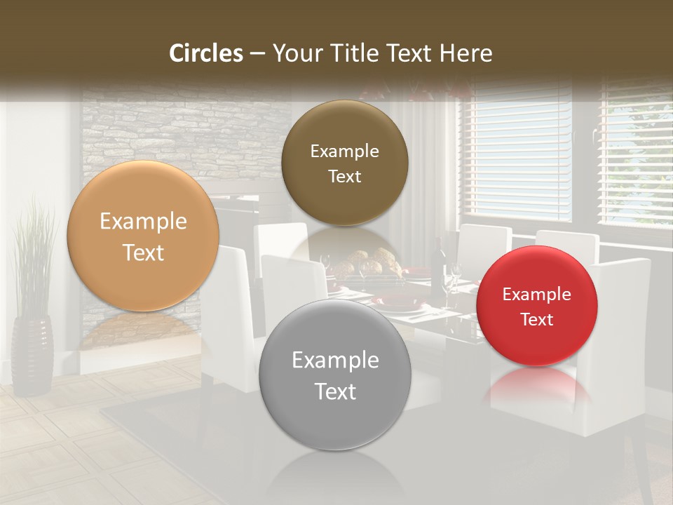 A Dining Room With A Table And Chairs And A Fireplace PowerPoint Template