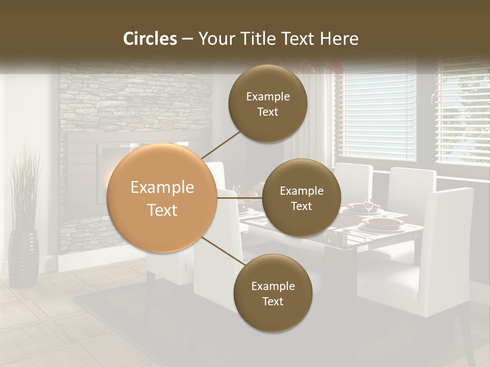 A Dining Room With A Table And Chairs And A Fireplace PowerPoint Template