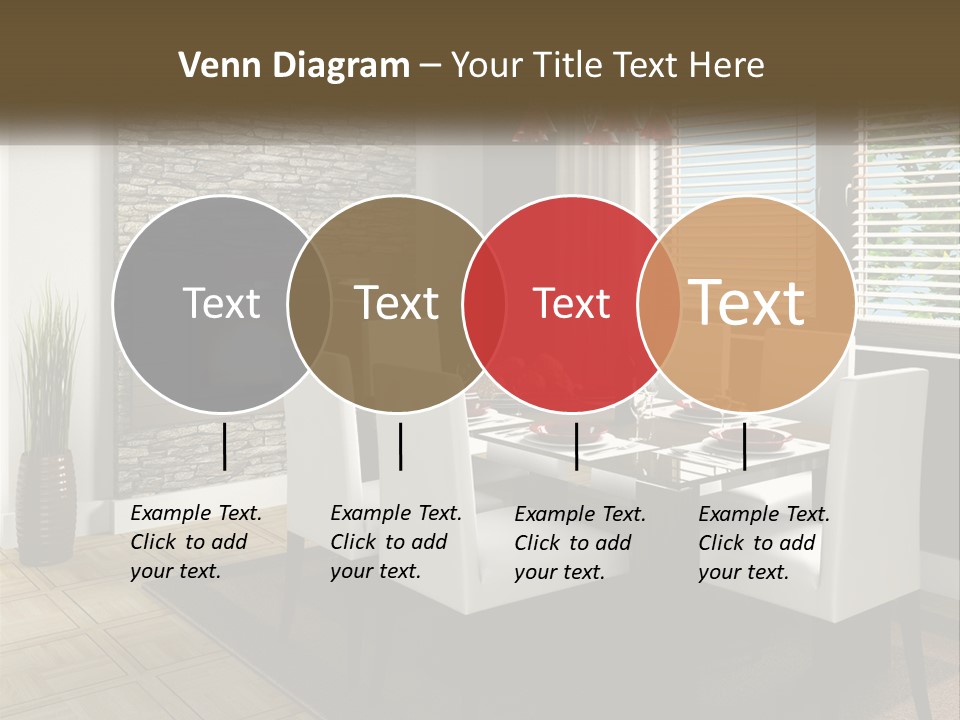 A Dining Room With A Table And Chairs And A Fireplace PowerPoint Template