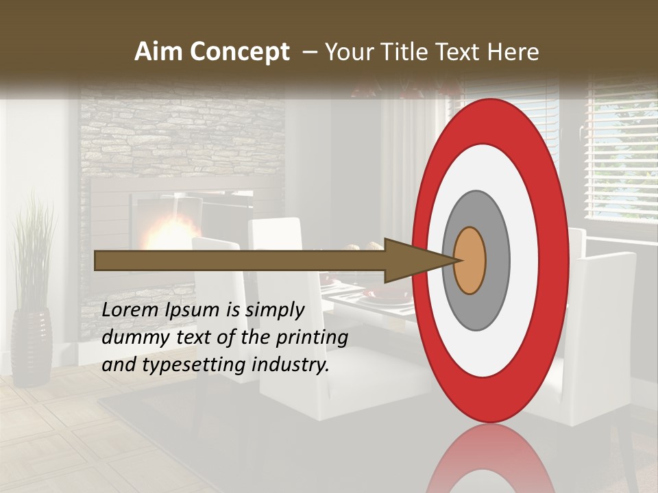 A Dining Room With A Table And Chairs And A Fireplace PowerPoint Template