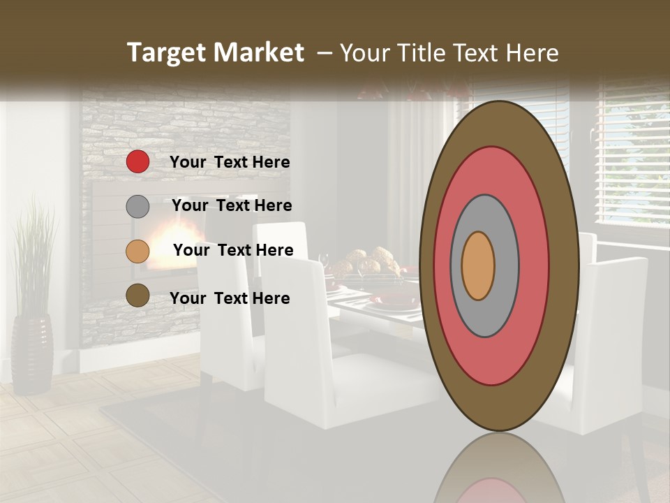 A Dining Room With A Table And Chairs And A Fireplace PowerPoint Template