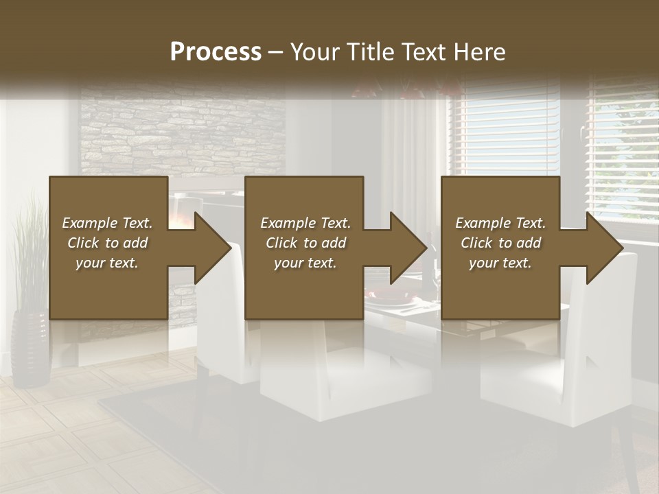 A Dining Room With A Table And Chairs And A Fireplace PowerPoint Template