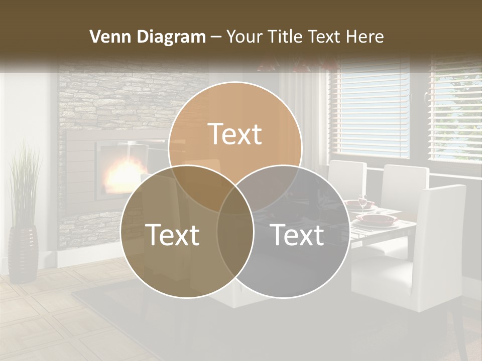 A Dining Room With A Table And Chairs And A Fireplace PowerPoint Template