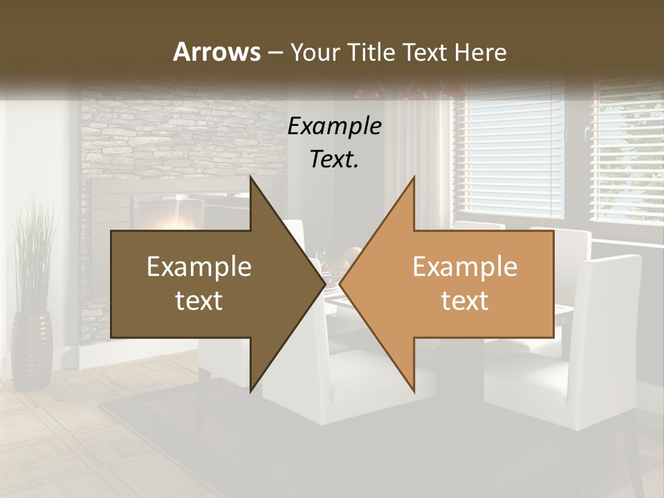 A Dining Room With A Table And Chairs And A Fireplace PowerPoint Template