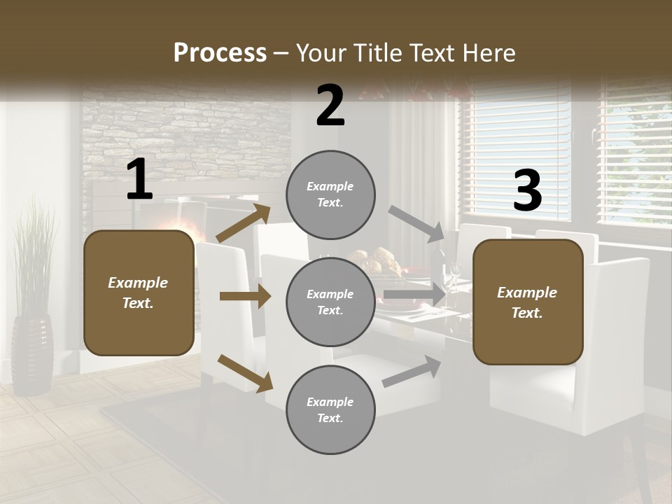 A Dining Room With A Table And Chairs And A Fireplace PowerPoint Template