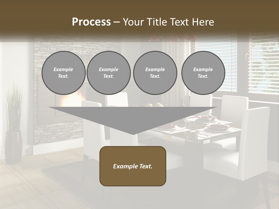 A Dining Room With A Table And Chairs And A Fireplace PowerPoint Template