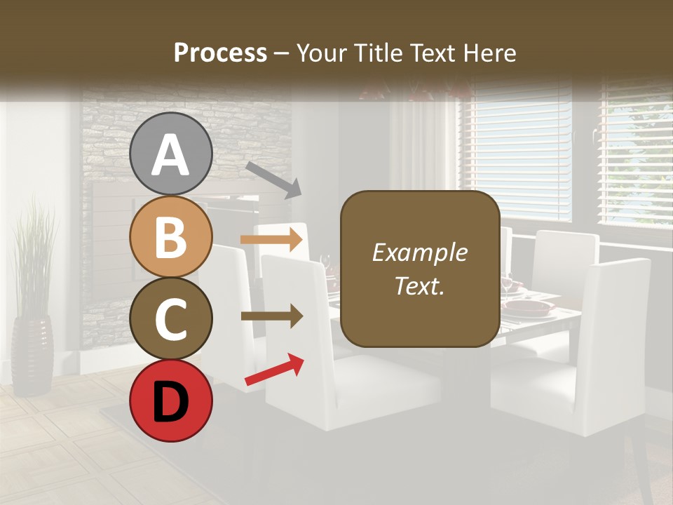 A Dining Room With A Table And Chairs And A Fireplace PowerPoint Template