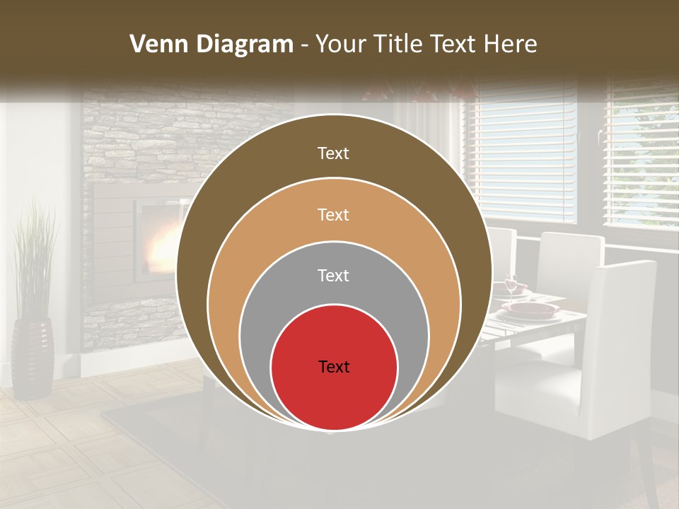 A Dining Room With A Table And Chairs And A Fireplace PowerPoint Template