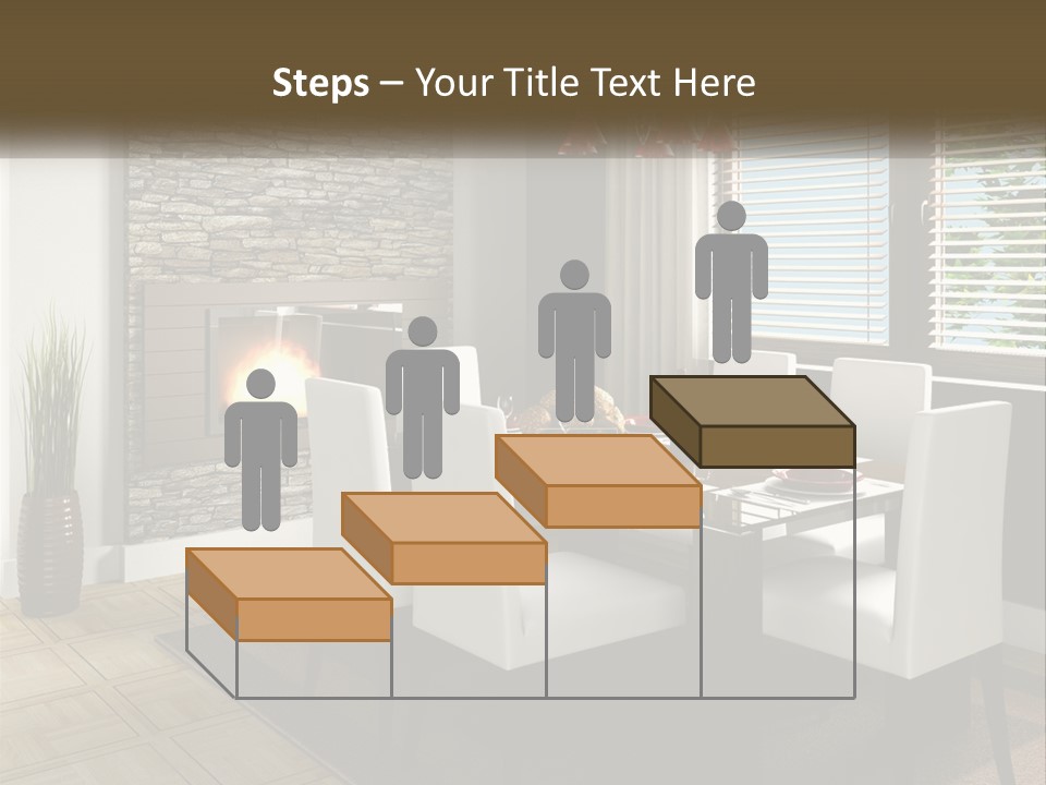 A Dining Room With A Table And Chairs And A Fireplace PowerPoint Template