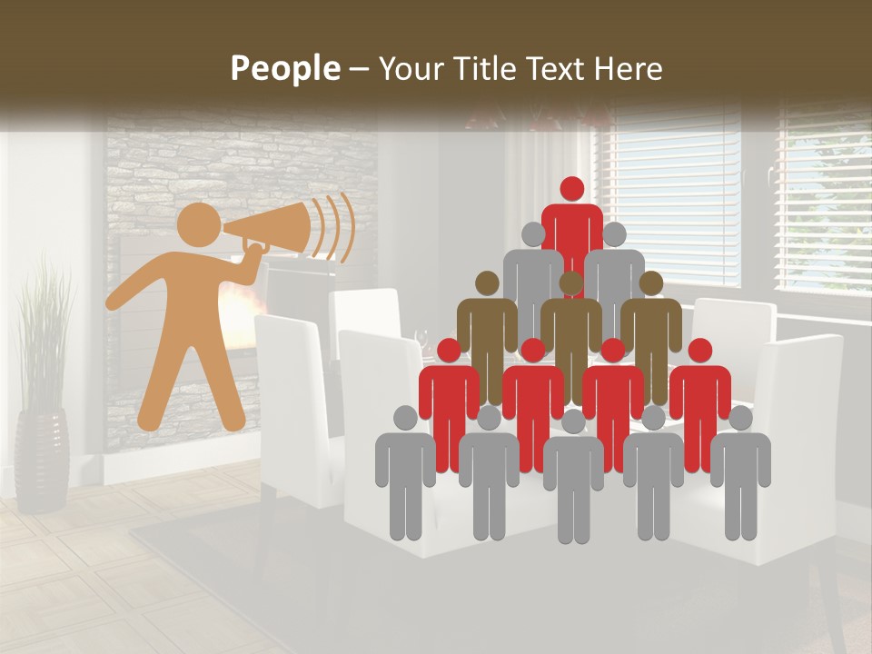 A Dining Room With A Table And Chairs And A Fireplace PowerPoint Template