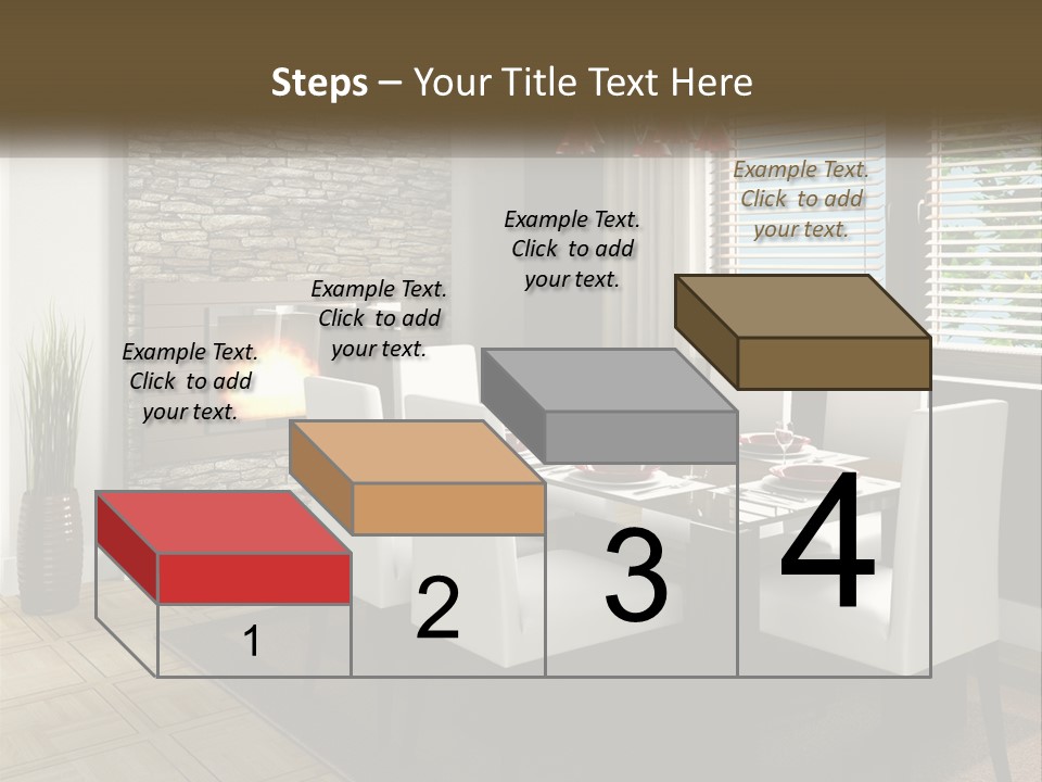 A Dining Room With A Table And Chairs And A Fireplace PowerPoint Template