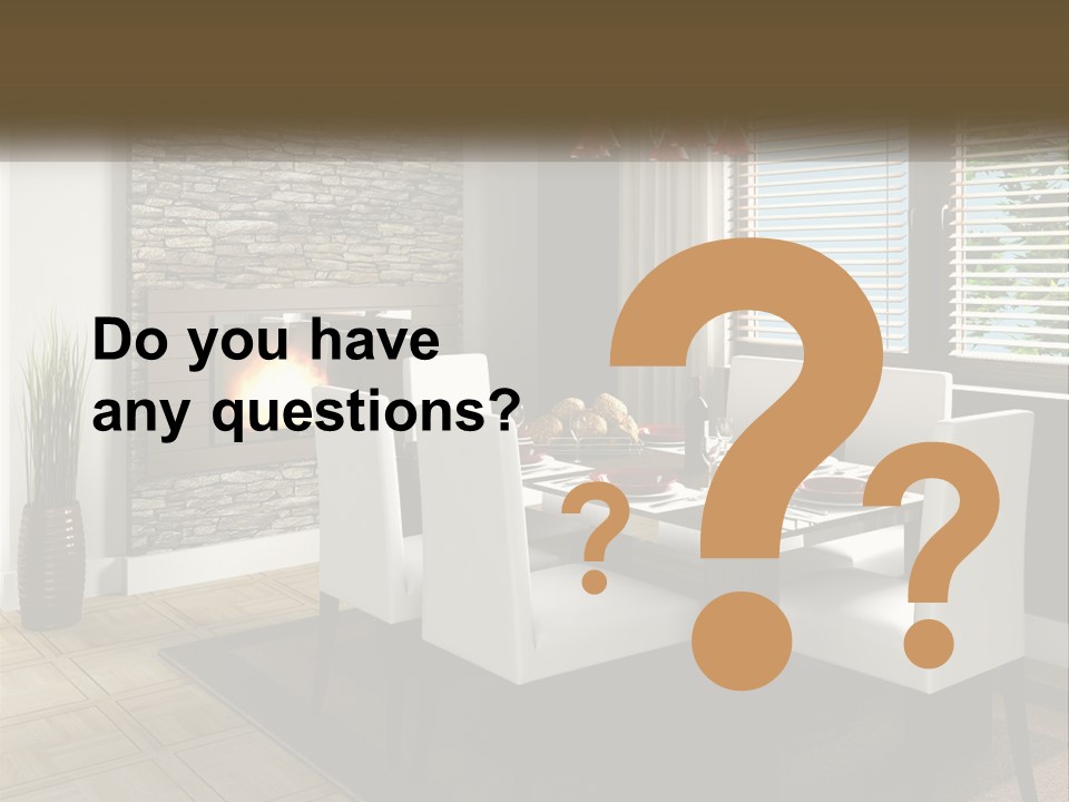 A Dining Room With A Table And Chairs And A Fireplace PowerPoint Template