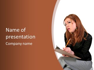 Pencil Professional Girl PowerPoint Template