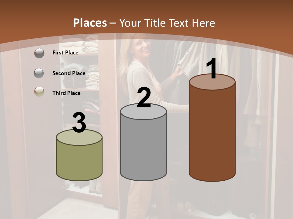 A Woman Standing In A Closet With A Suit Case PowerPoint Template