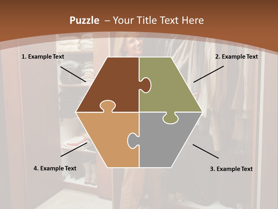 A Woman Standing In A Closet With A Suit Case PowerPoint Template