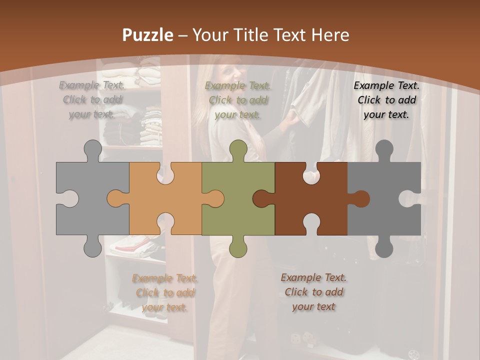 A Woman Standing In A Closet With A Suit Case PowerPoint Template