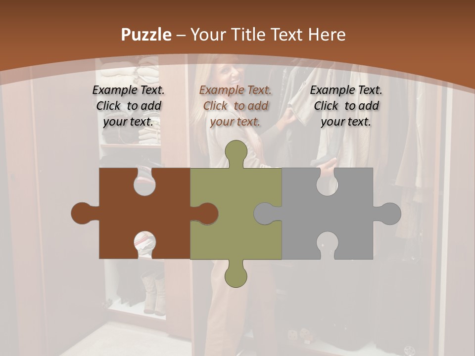 A Woman Standing In A Closet With A Suit Case PowerPoint Template