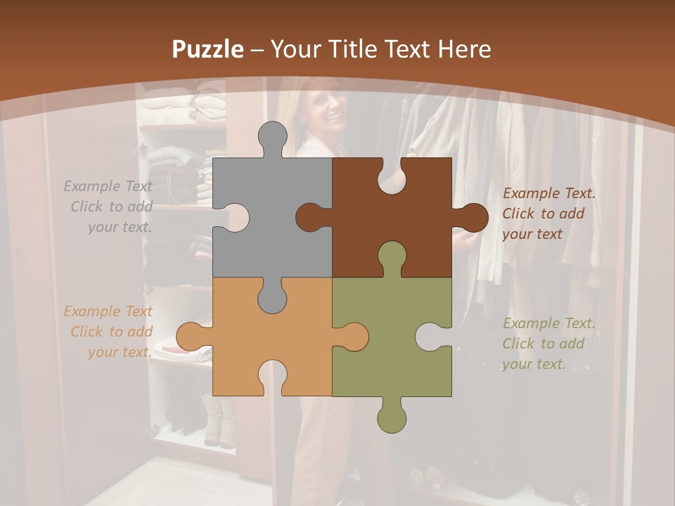 A Woman Standing In A Closet With A Suit Case PowerPoint Template