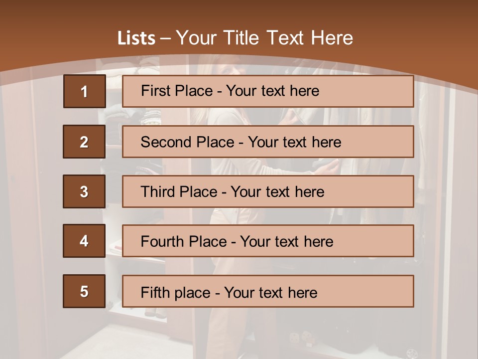 A Woman Standing In A Closet With A Suit Case PowerPoint Template