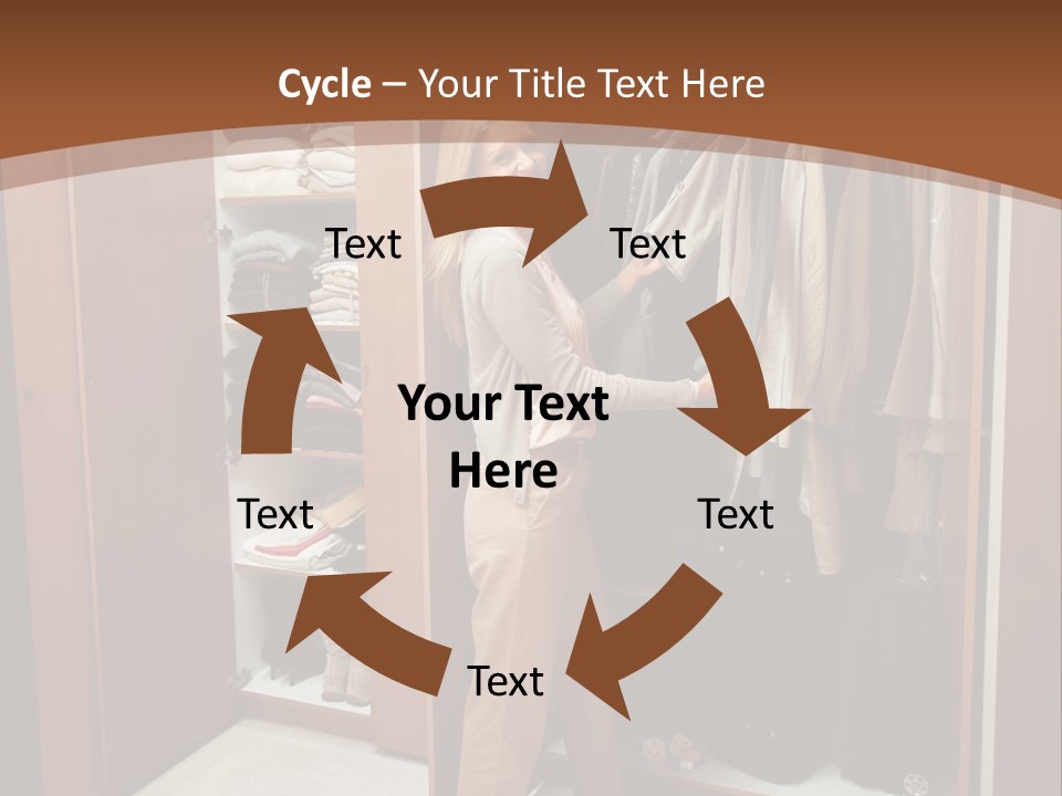 A Woman Standing In A Closet With A Suit Case PowerPoint Template