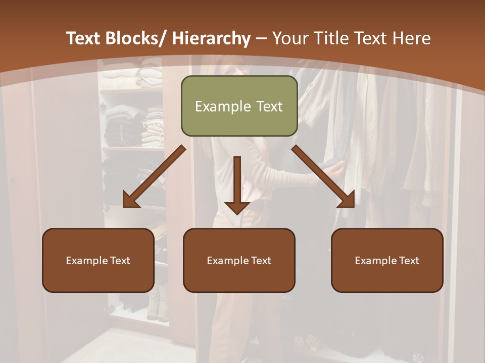 A Woman Standing In A Closet With A Suit Case PowerPoint Template
