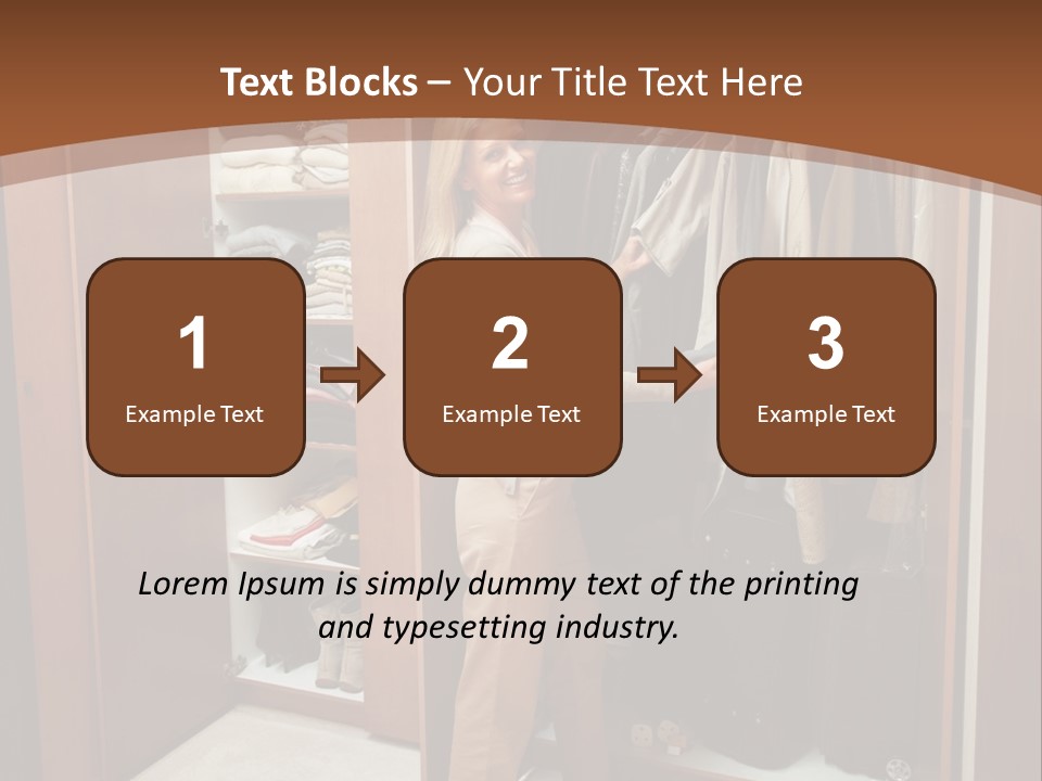 A Woman Standing In A Closet With A Suit Case PowerPoint Template