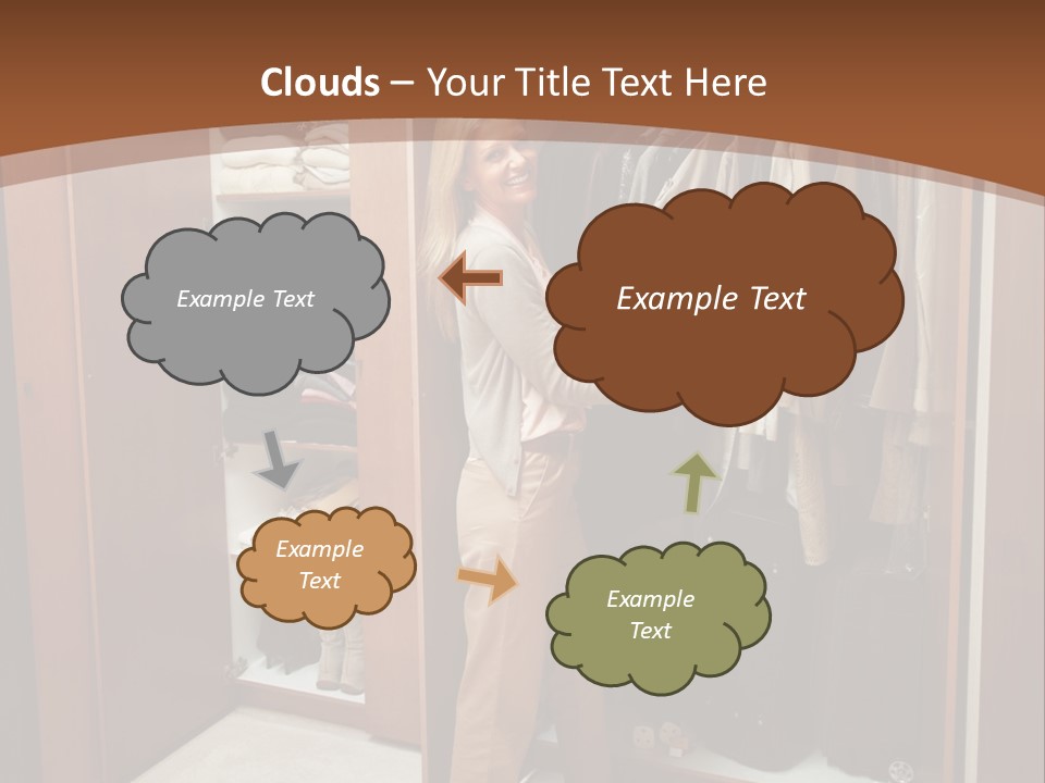A Woman Standing In A Closet With A Suit Case PowerPoint Template