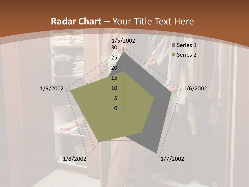 A Woman Standing In A Closet With A Suit Case PowerPoint Template