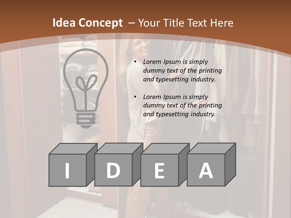 A Woman Standing In A Closet With A Suit Case PowerPoint Template