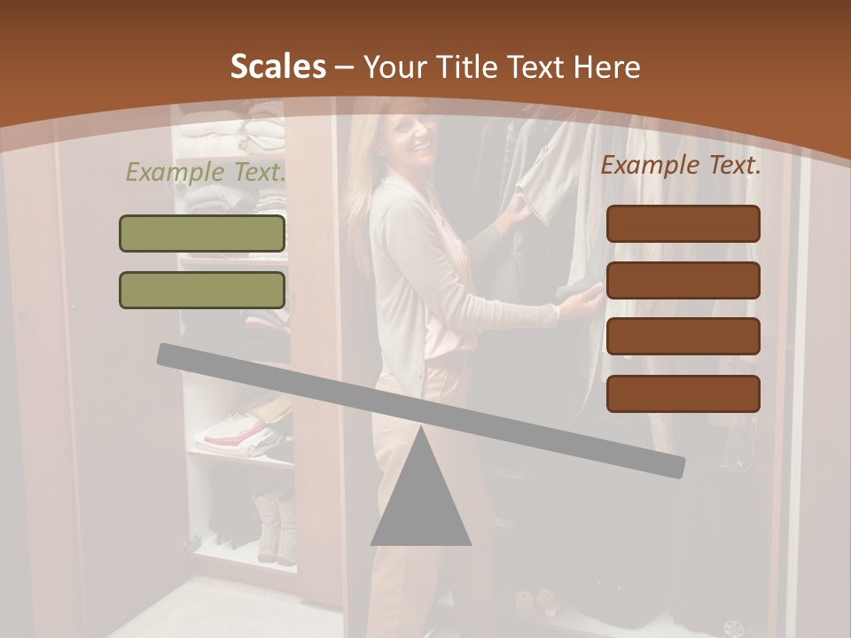 A Woman Standing In A Closet With A Suit Case PowerPoint Template