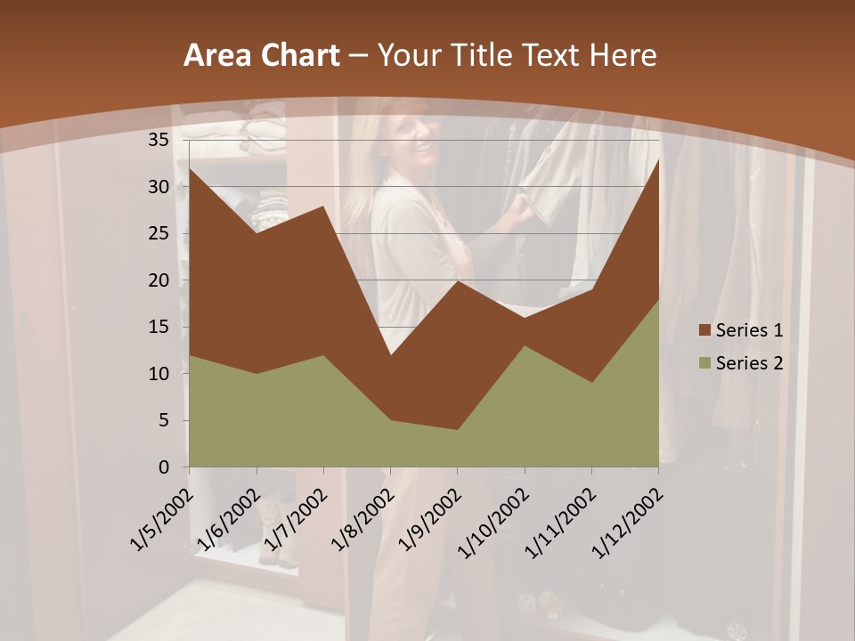 A Woman Standing In A Closet With A Suit Case PowerPoint Template