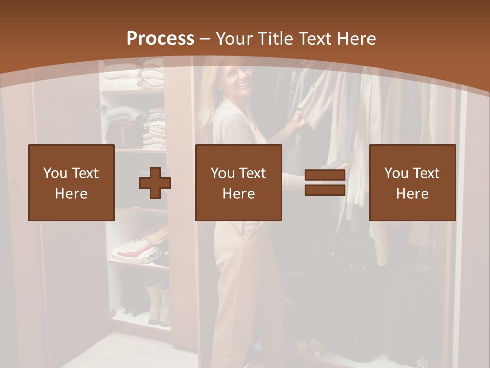 A Woman Standing In A Closet With A Suit Case PowerPoint Template