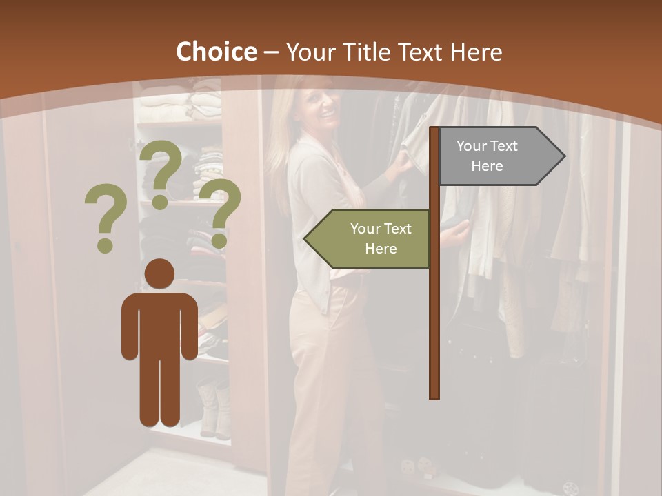 A Woman Standing In A Closet With A Suit Case PowerPoint Template