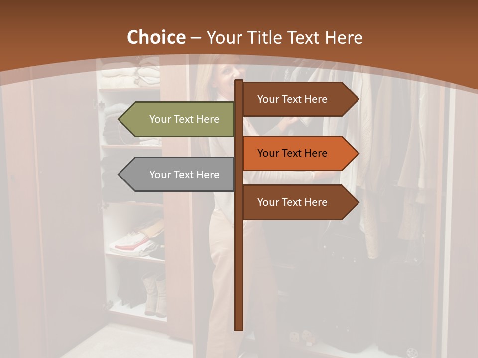 A Woman Standing In A Closet With A Suit Case PowerPoint Template