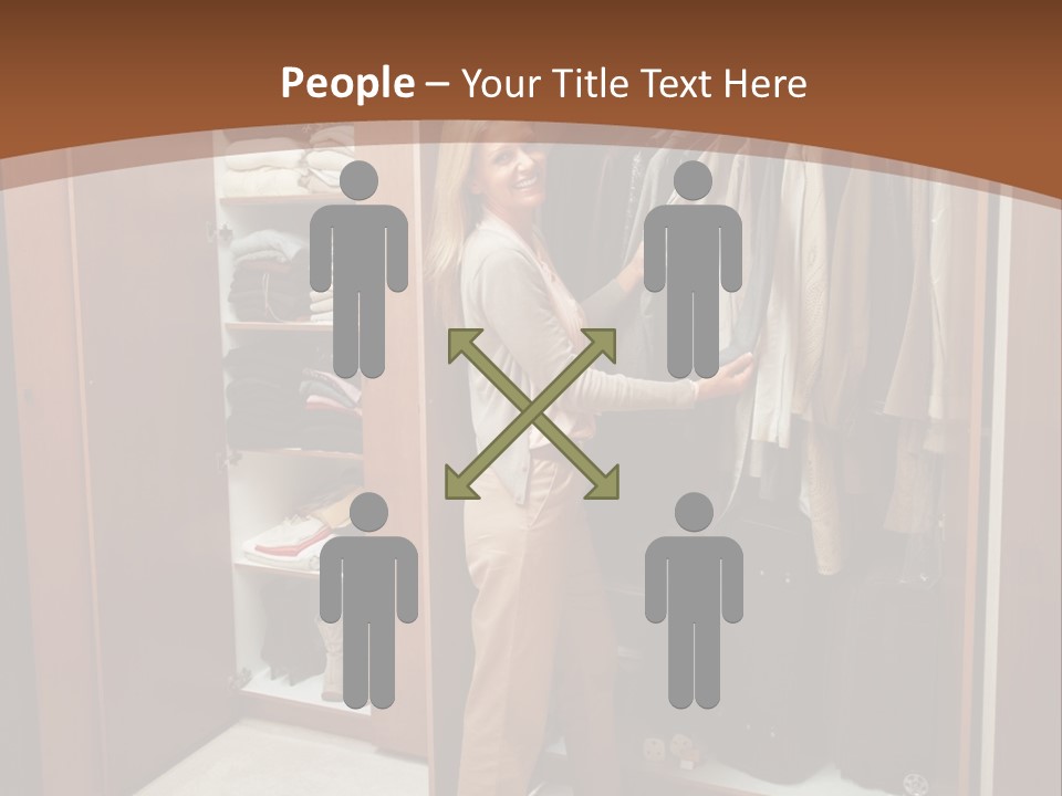 A Woman Standing In A Closet With A Suit Case PowerPoint Template