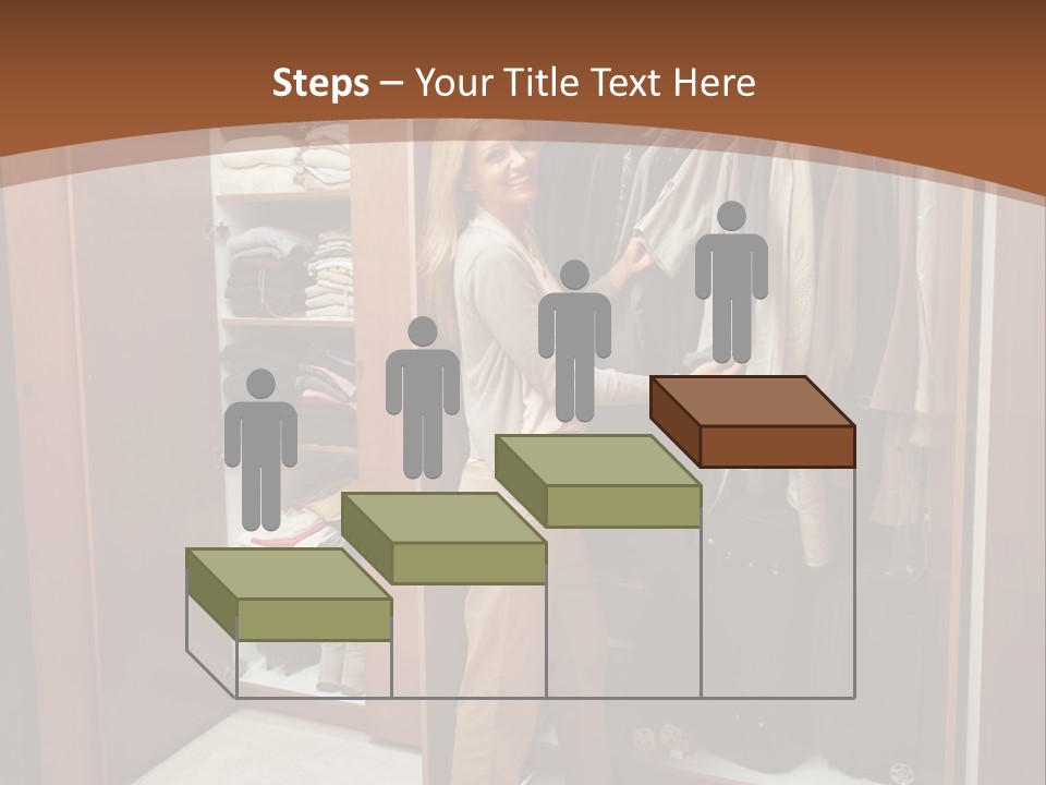 A Woman Standing In A Closet With A Suit Case PowerPoint Template