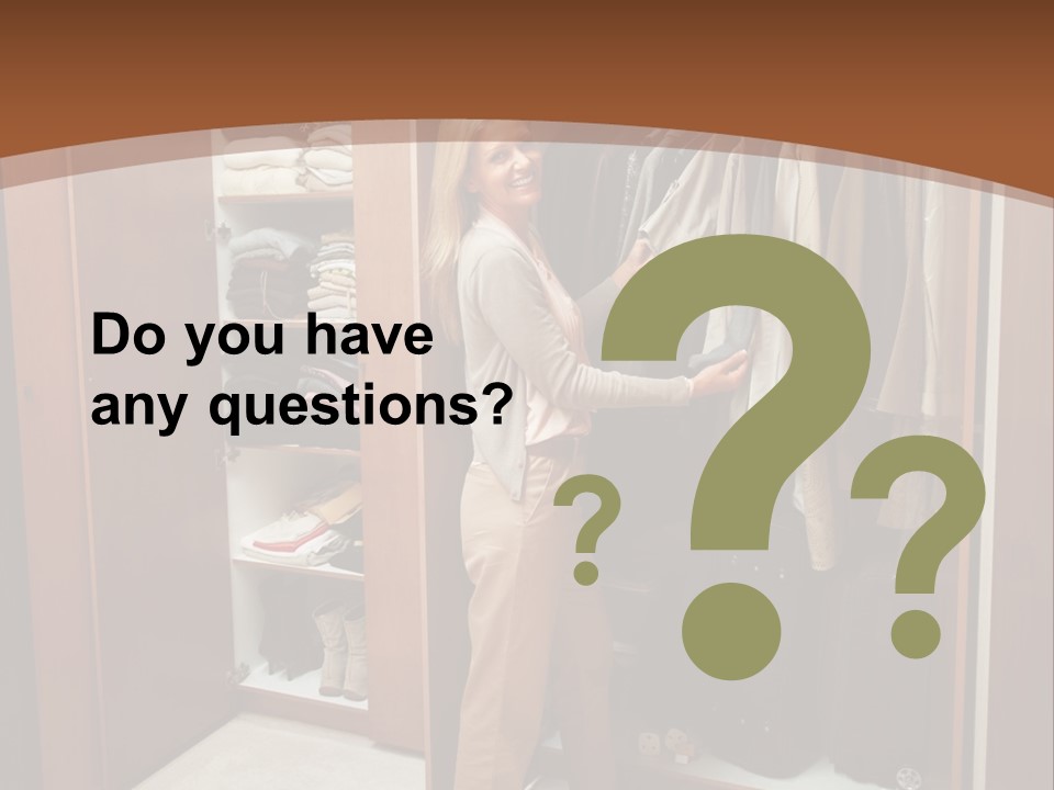 A Woman Standing In A Closet With A Suit Case PowerPoint Template