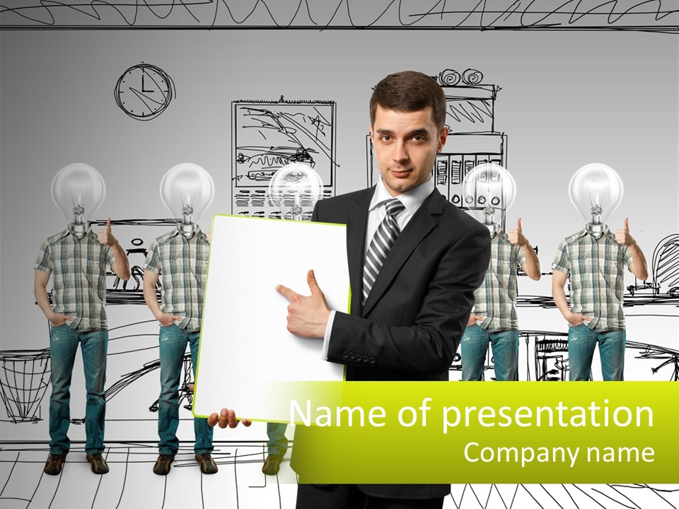 Businessman Modern Laptop PowerPoint Template