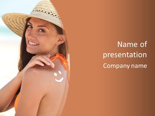 Sunscreen Holidays Straw Hat PowerPoint Template