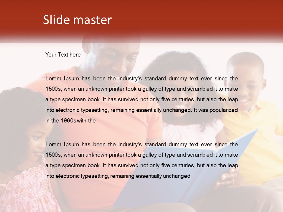 A Man Sitting On A Couch With Two Children PowerPoint Template