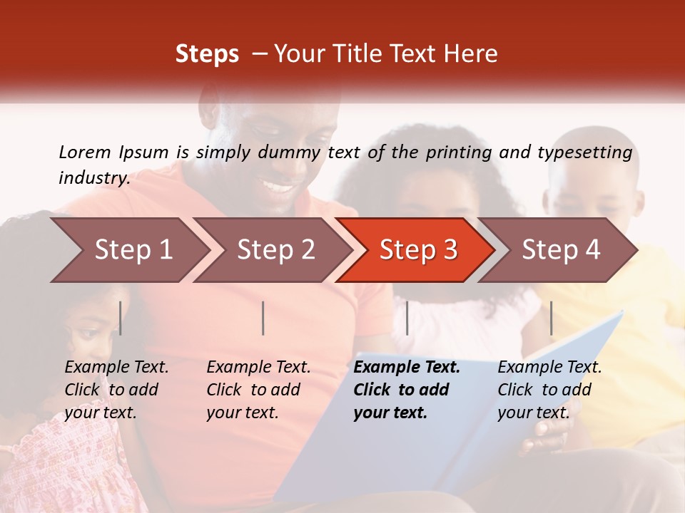 A Man Sitting On A Couch With Two Children PowerPoint Template