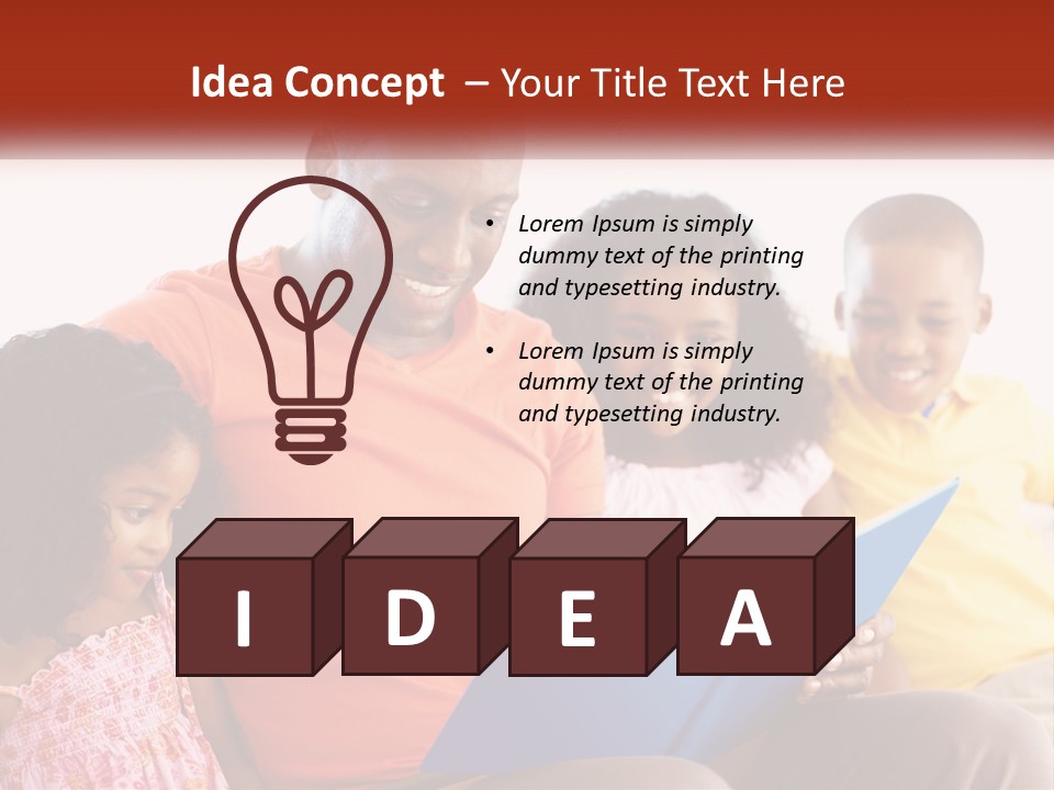 A Man Sitting On A Couch With Two Children PowerPoint Template