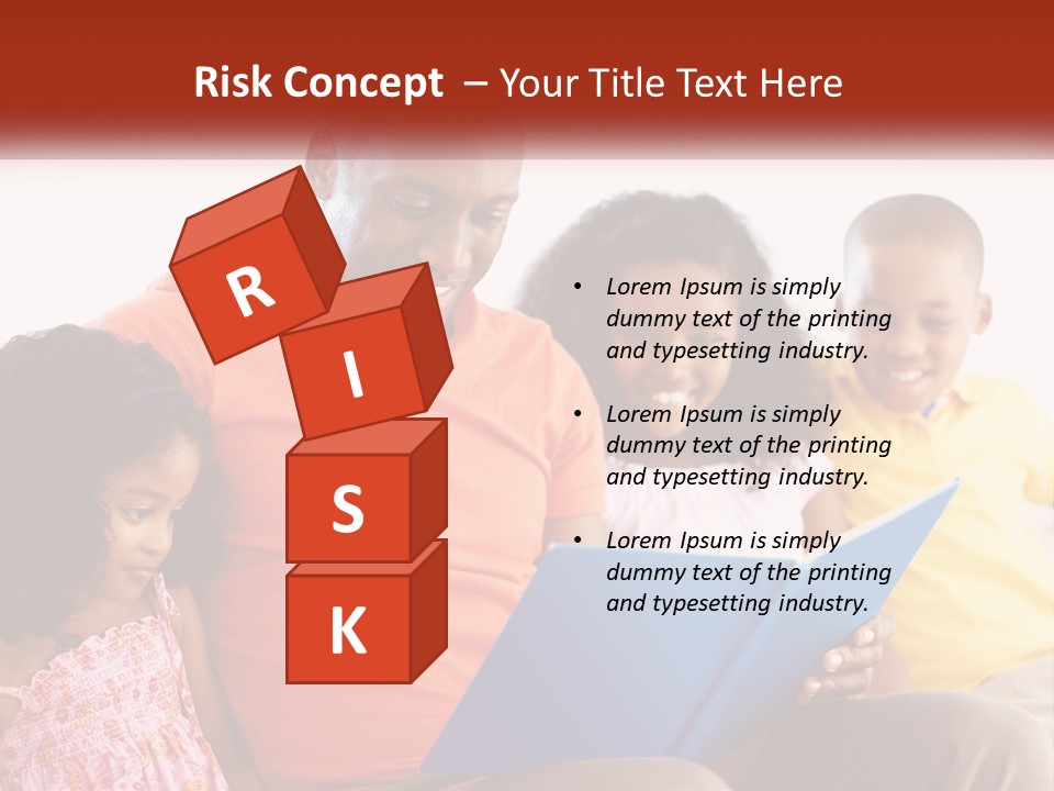 A Man Sitting On A Couch With Two Children PowerPoint Template