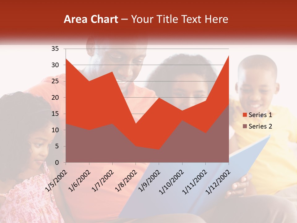 A Man Sitting On A Couch With Two Children PowerPoint Template