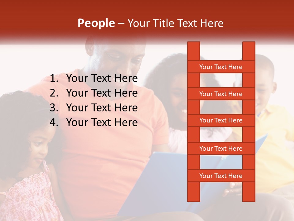 A Man Sitting On A Couch With Two Children PowerPoint Template