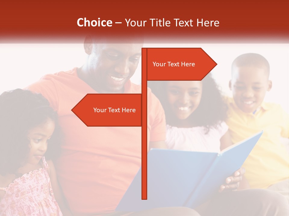 A Man Sitting On A Couch With Two Children PowerPoint Template