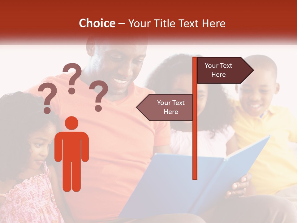 A Man Sitting On A Couch With Two Children PowerPoint Template